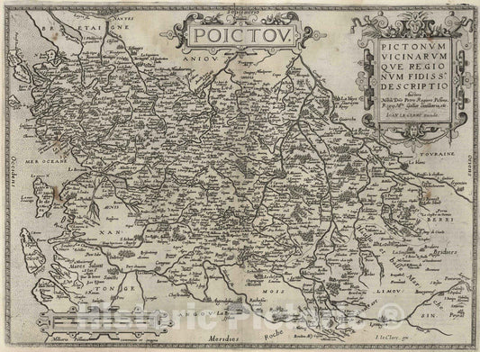 Historic Map : Anjou , France 1632 Poictou. Pictonum Vicinarum que Regionum Fidiss Descriptio. , Vintage Wall Art