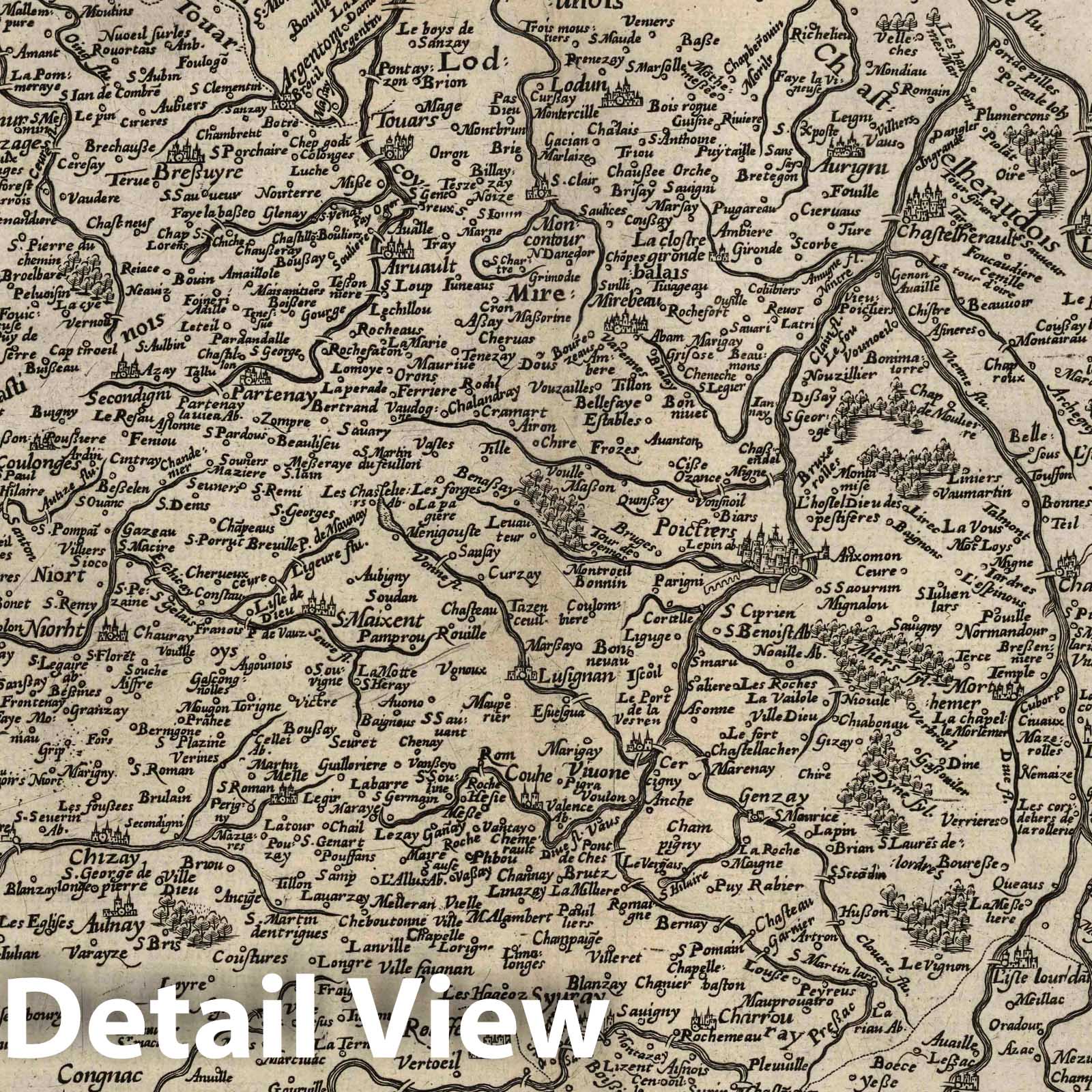 Poitou, France 1632 Historical Map Print
