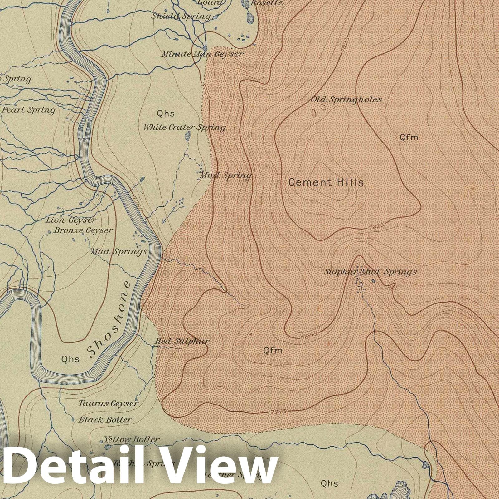 Shoshone Geyser Basin, Yellowstone National Park - Geological Map, 1904