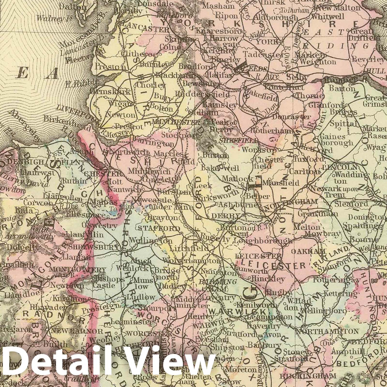 England and Wales - Railroad Map, 1884 - Historical Map Print