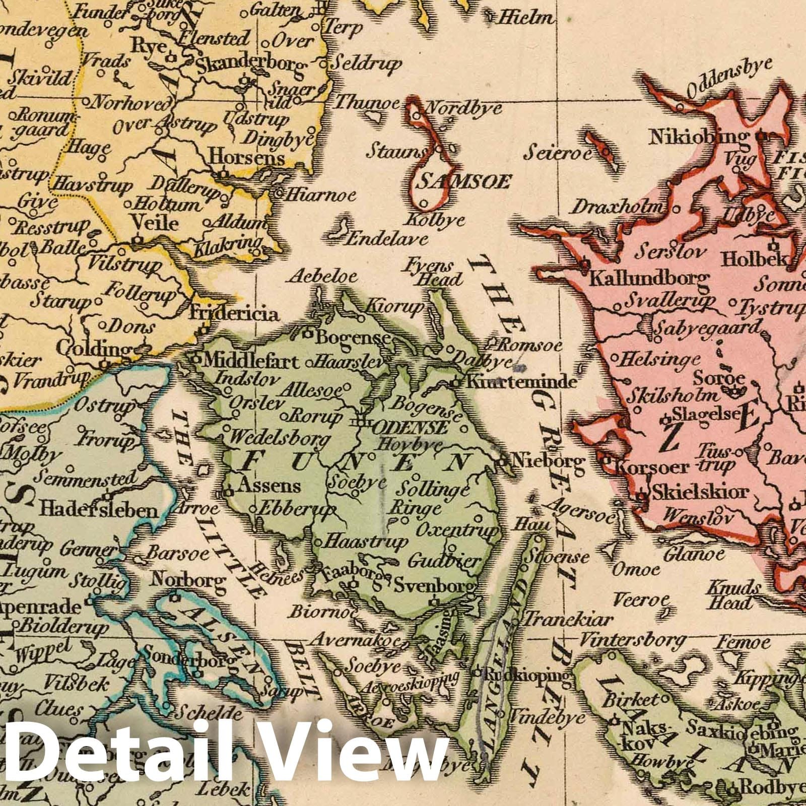 Denmark, Holstein, and Bornholm, 1808 - Historical Map Print