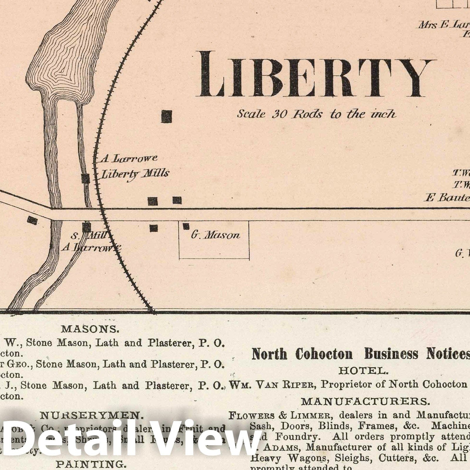 Liberty and North Cohocton, Steuben County, New York, 1873 - Historical Map Print