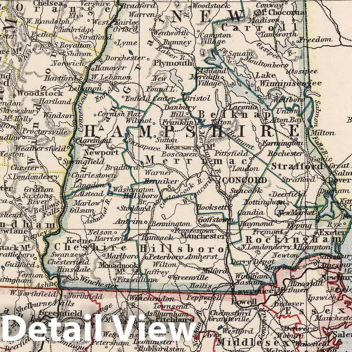 Vermont, New Hampshire, Massachusetts, Rhode Island & Connecticut - Physical Map, 1906