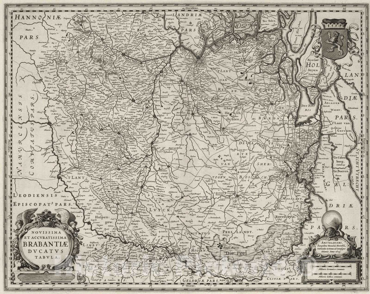 Historic Map : Belgium, 1629 Novissima et Accuratissima Brabantiae Ducatus Tabula. , Vintage Wall Art