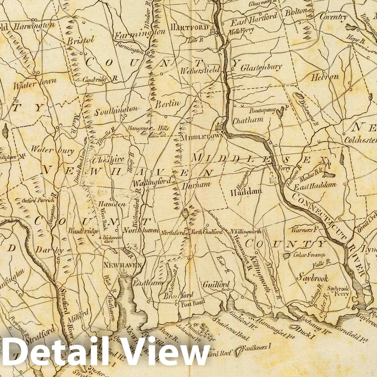 Connecticut - Nautical Chart, 1796 - Historical Map Print