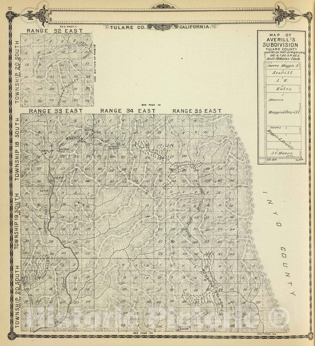 Historic Map : 1892 T.18-20S R.32-36E. - Vintage Wall Art