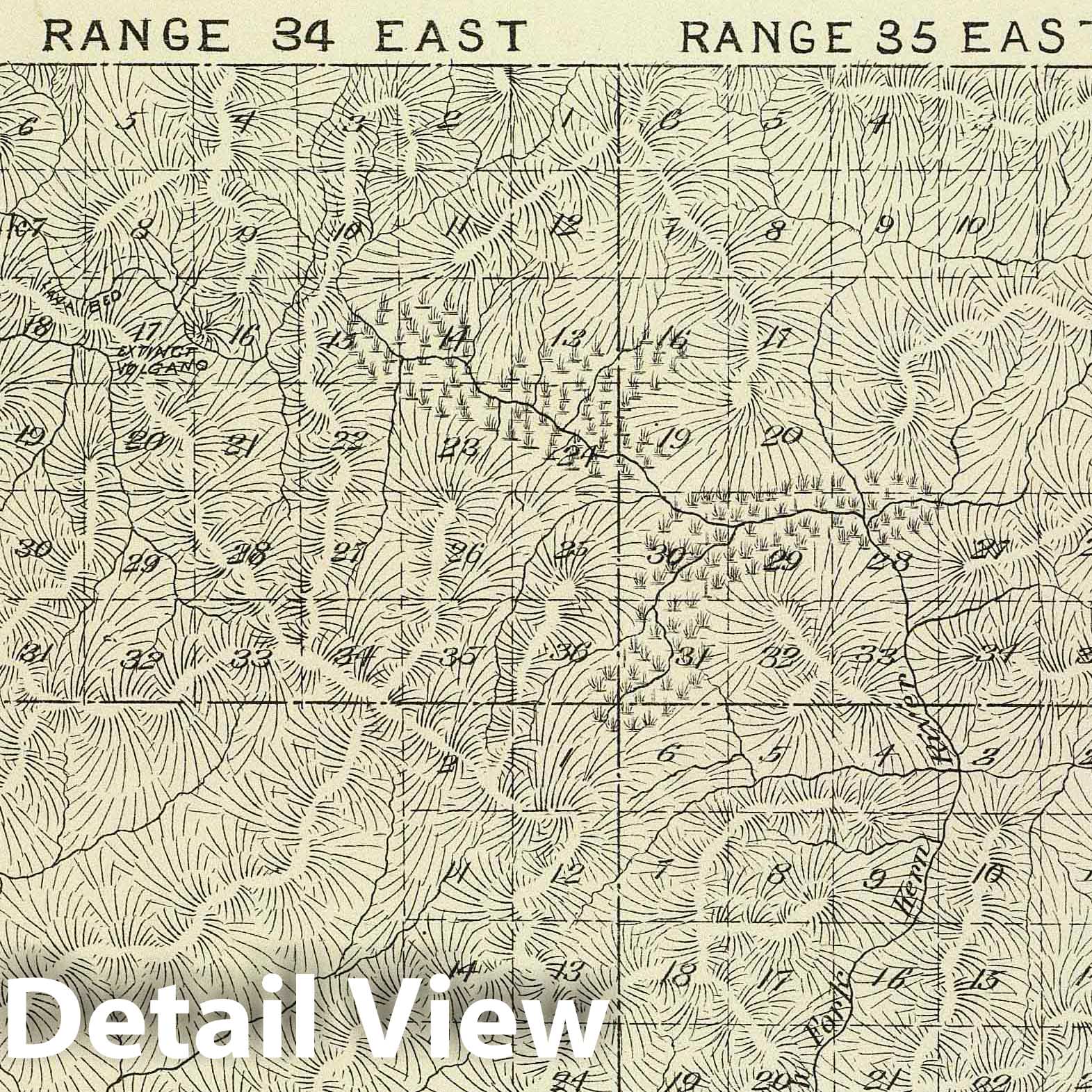 1892 Tulare County, California Survey Map - Townships 18-20 South, Ranges 32-35 East