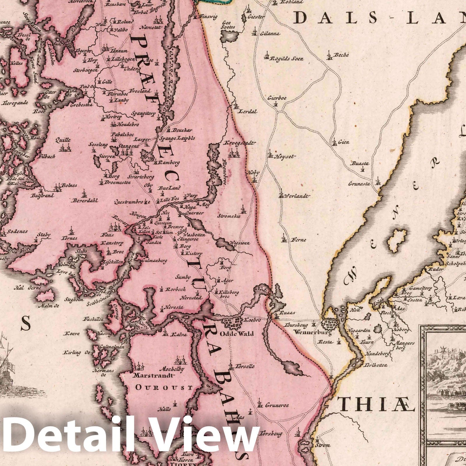 Norway: Bahusia and Dalia, 1729 - Historical Map Print