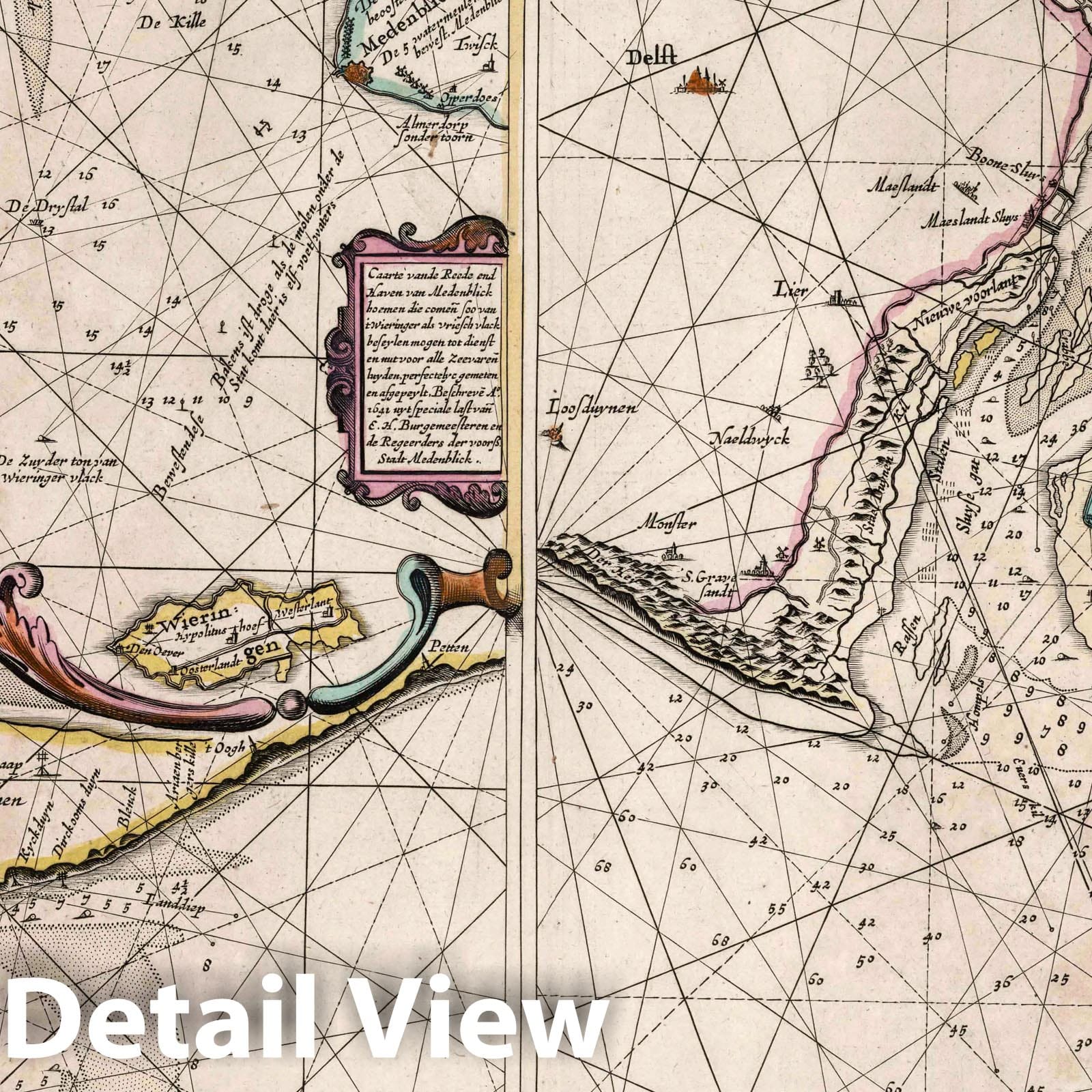 North Sea and Netherlands Coast - Nautical Chart, 1667 - Historical Map Print