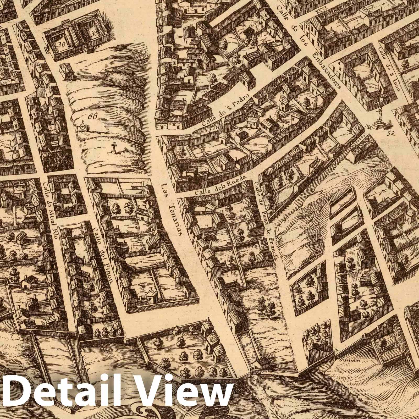 Madrid 1656 City Plan by Pedro Teixeira - Historical Map Print