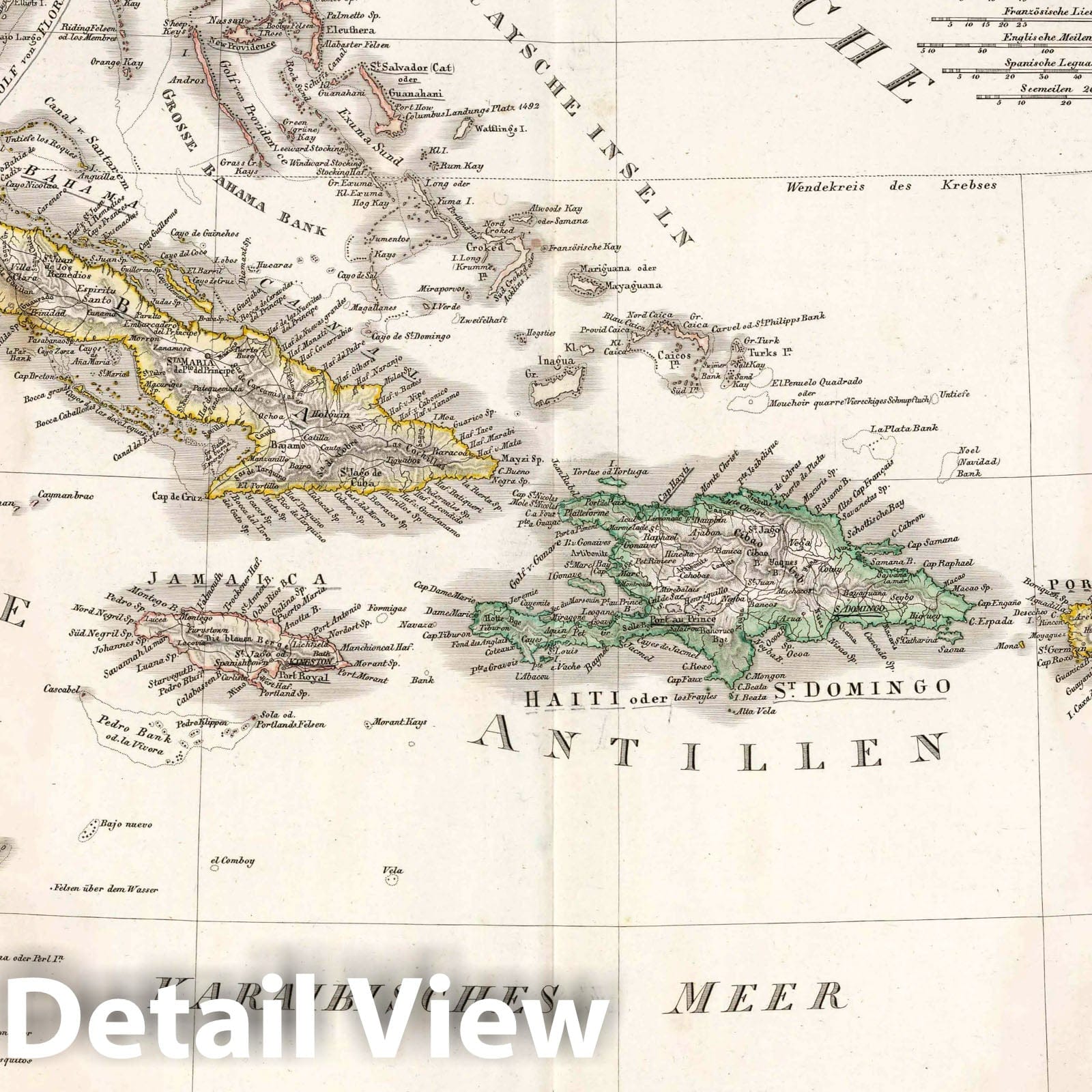 West Indies, 1837 - Historical Map Print with Havana Inset