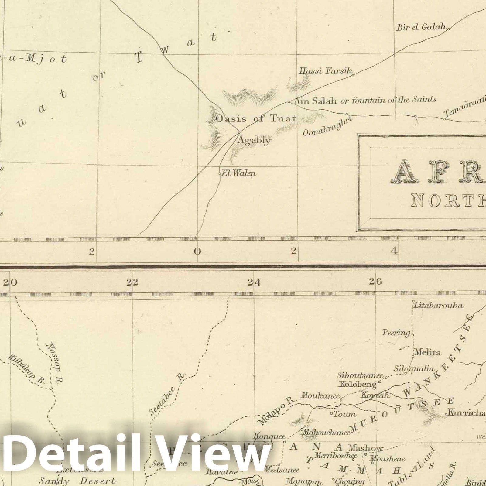 Africa, North and South, 1854 - Sidney Hall Historical Map Print