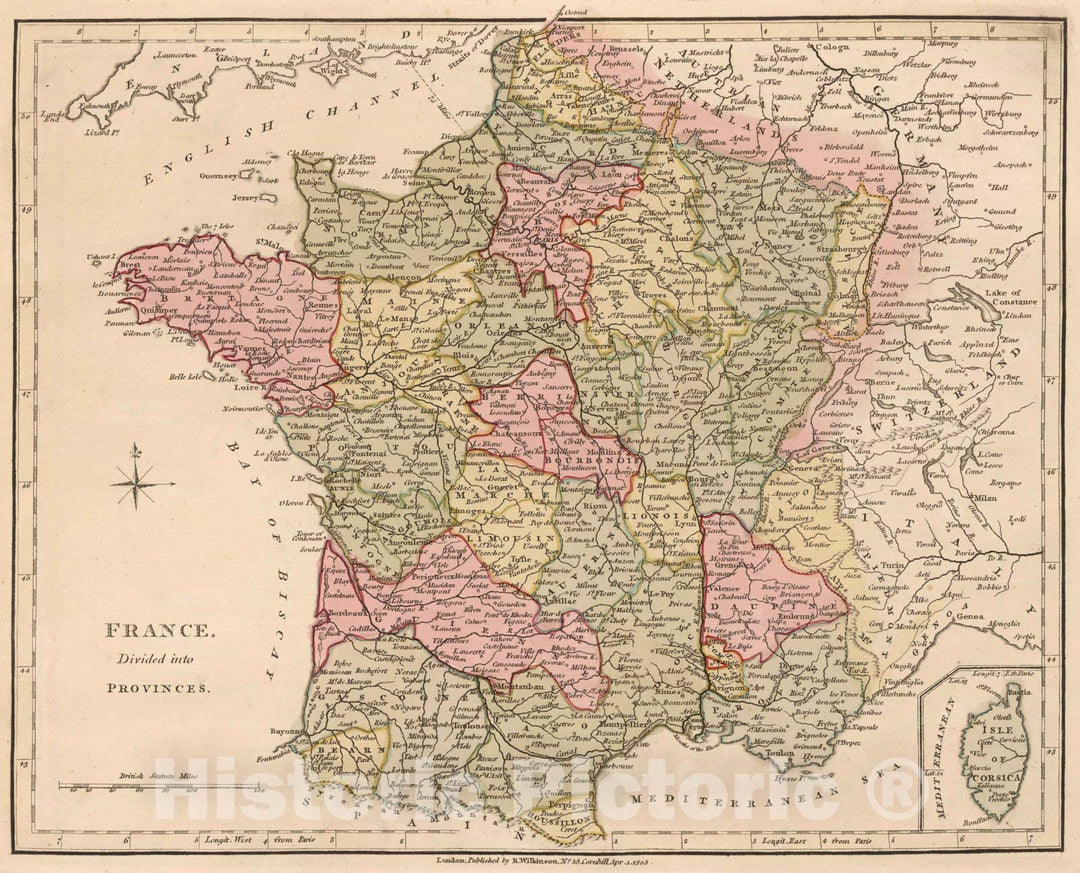 Historic Map : 1805 France. v1 - Vintage Wall Art