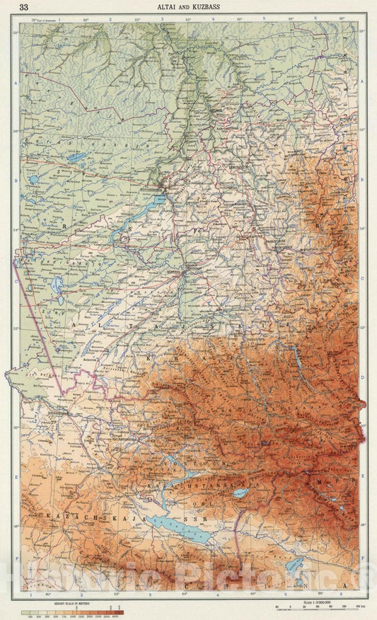 Historic Map : 1967 33. Altai and Kuzbass. The World Atlas. - Vintage Wall Art