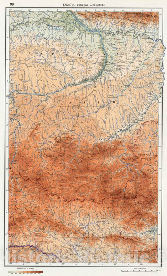 Historic Map : 1967 39. Yakutia, Central and South. The World Atlas. - Vintage Wall Art