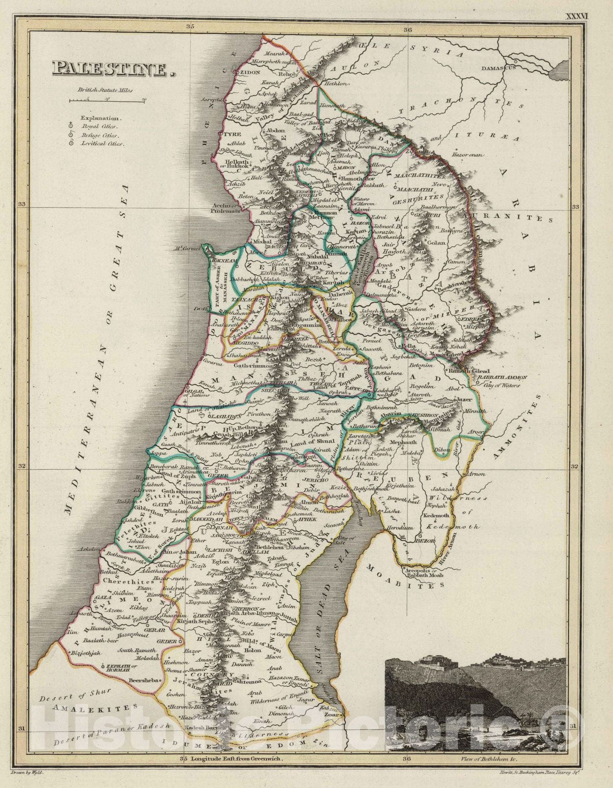 Historic Map : 1824 Palestine - Vintage Wall Art