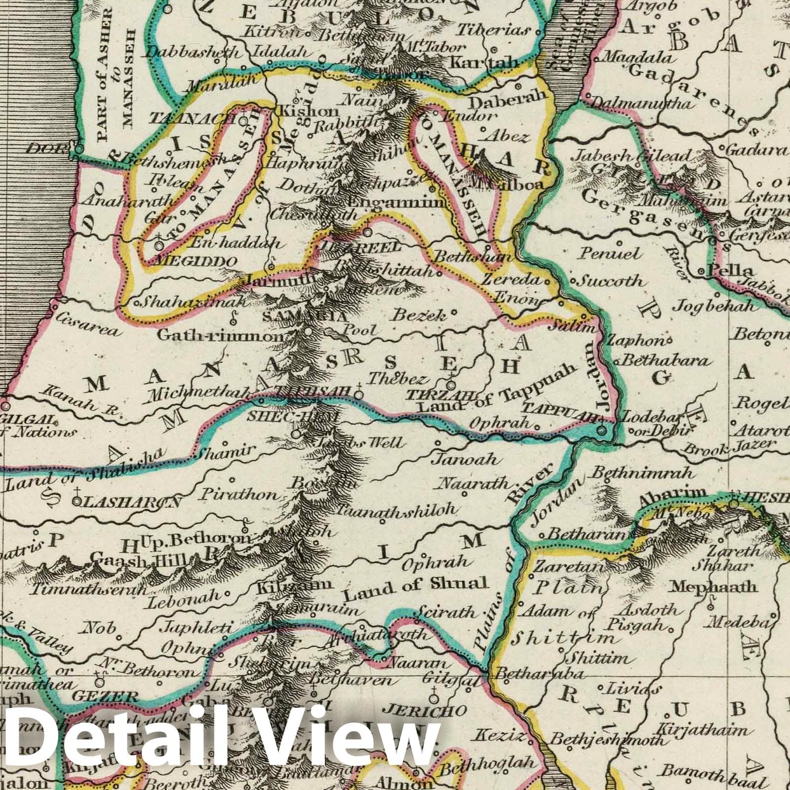 Palestine - Boundary Map, 1824 - Historical Map Print