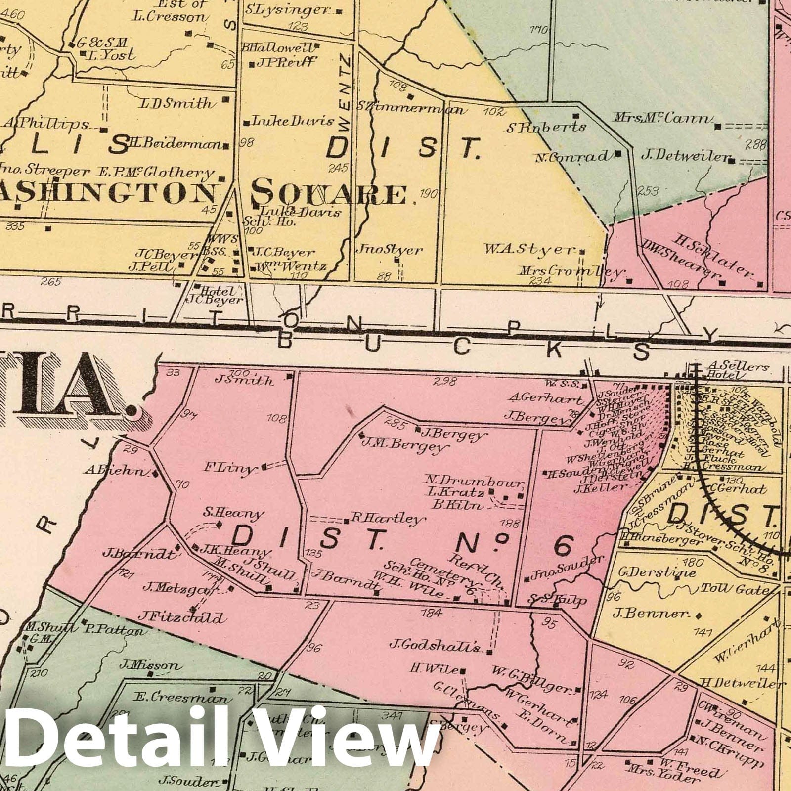 Whit Pain and Franconia, Montgomery County, Pennsylvania - Property Map, 1871