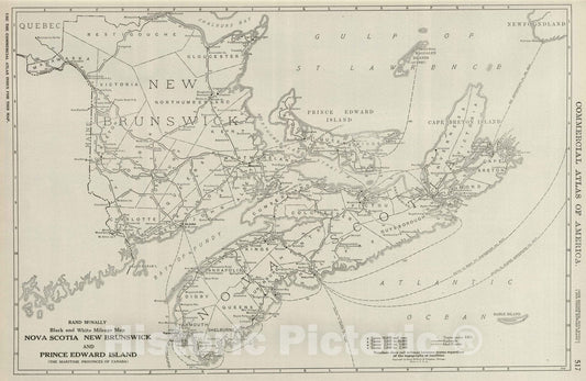 Historic Map : 1924 Nova Scotia, New Brunswick, and Prince Edward Island. v1 - Vintage Wall Art