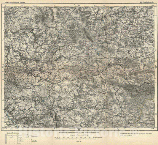 Historic Wall Map : National Atlas - 1893 Composite: 418. Bischofswerde. - Vintage Wall Art