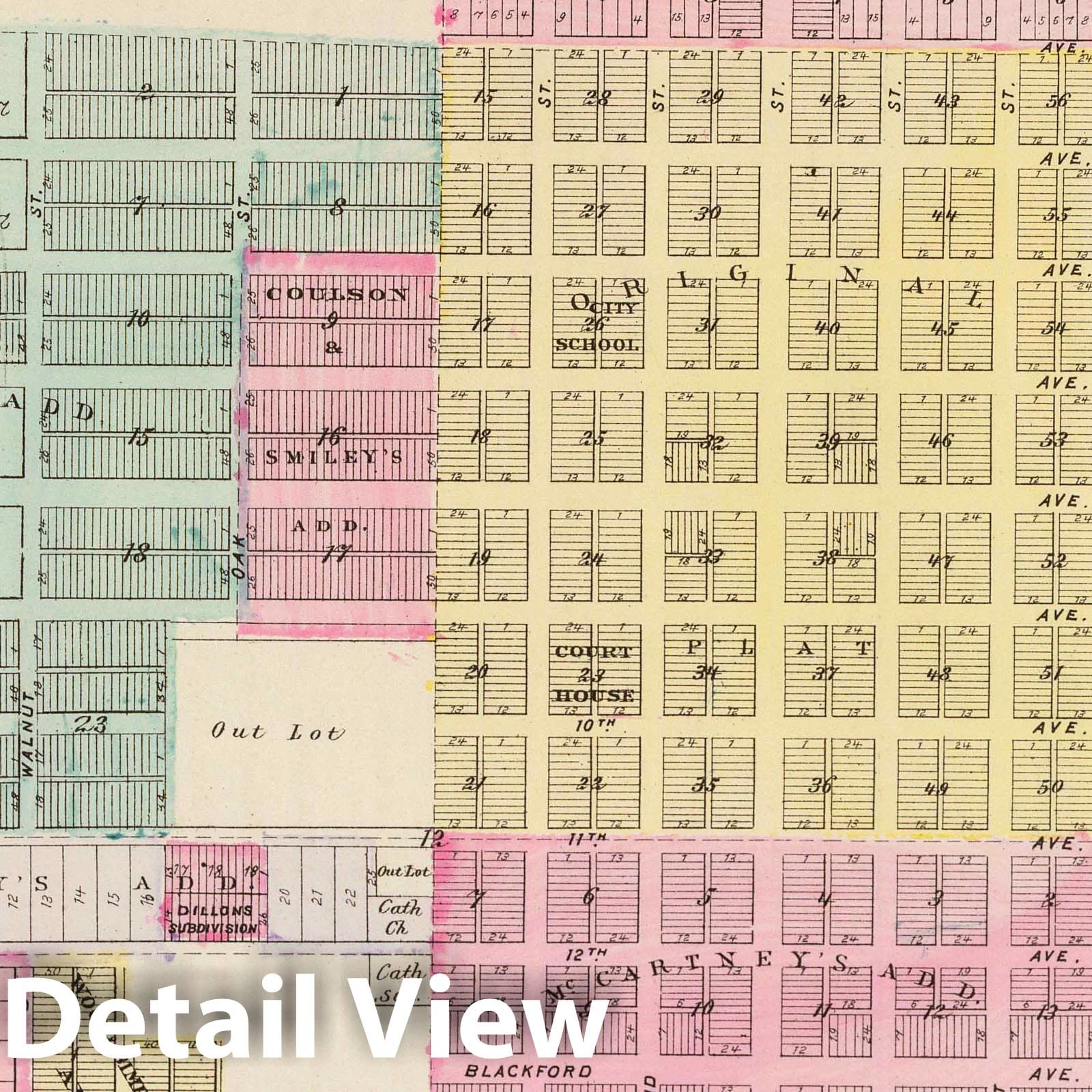 Ashland, Clark County, Kansas - Military Map, 1887 - Historical Map Print