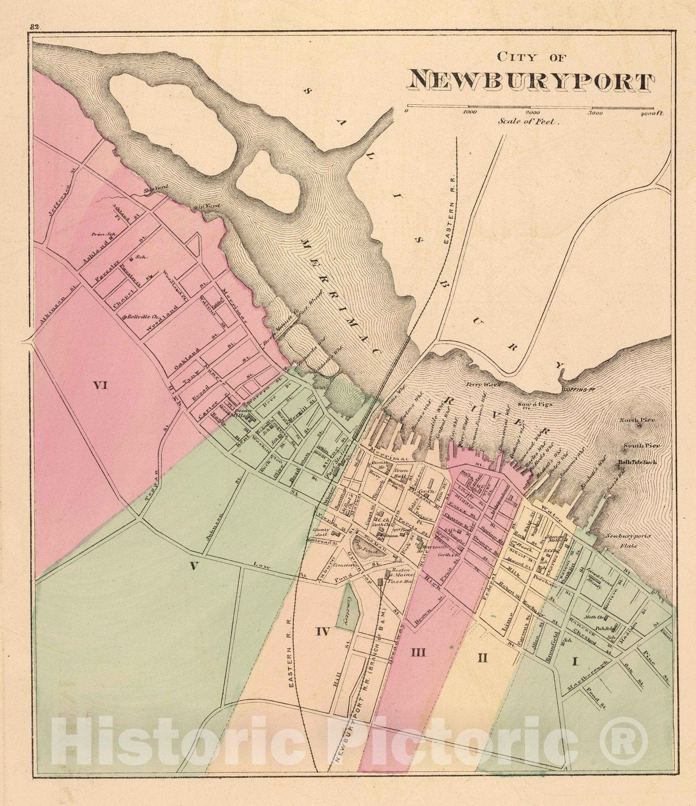 Newburyport - Railroad Map, 1871 - Historical Map Print