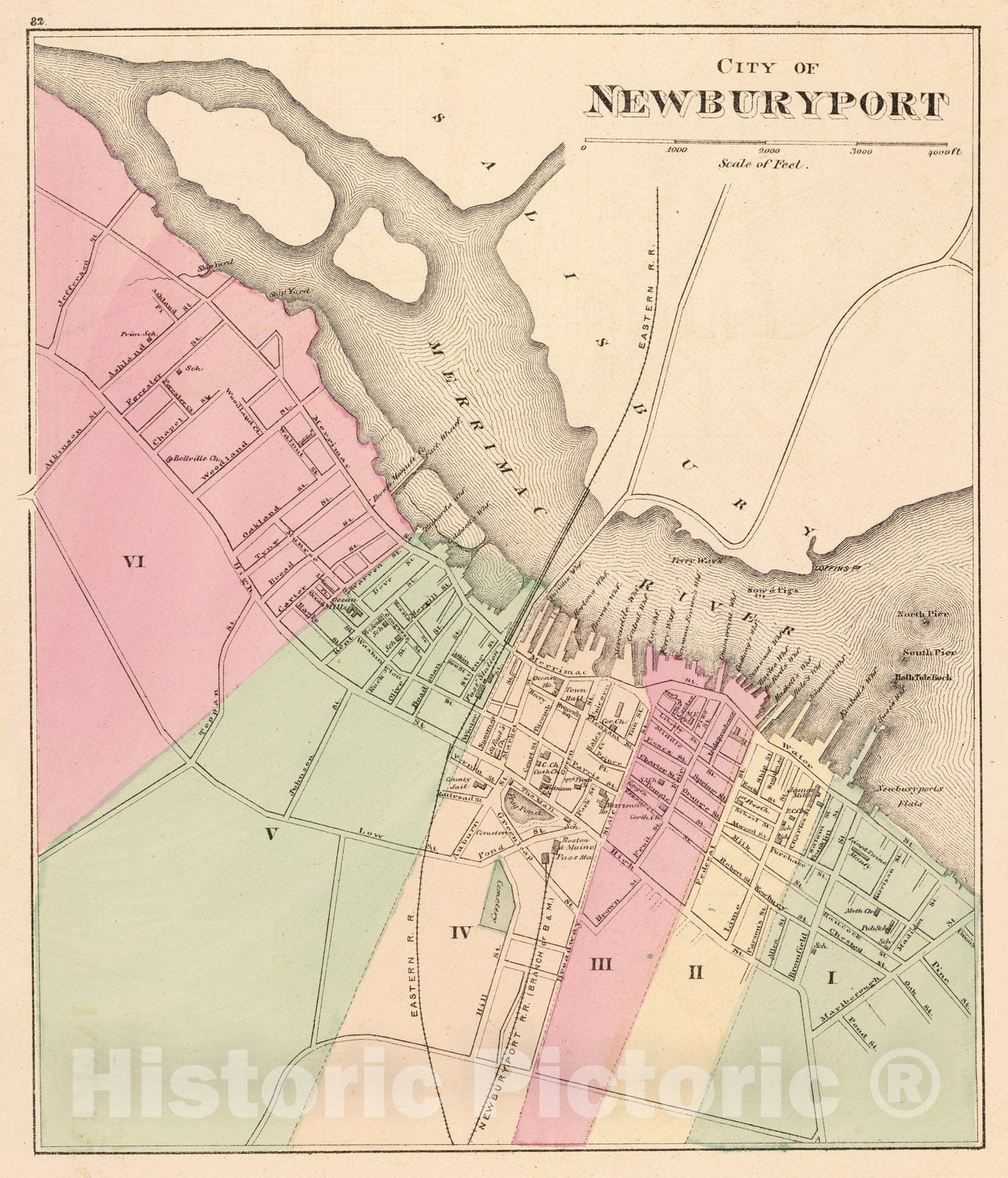 Historic Map - 1871 Newburyport. - Vintage Wall Art