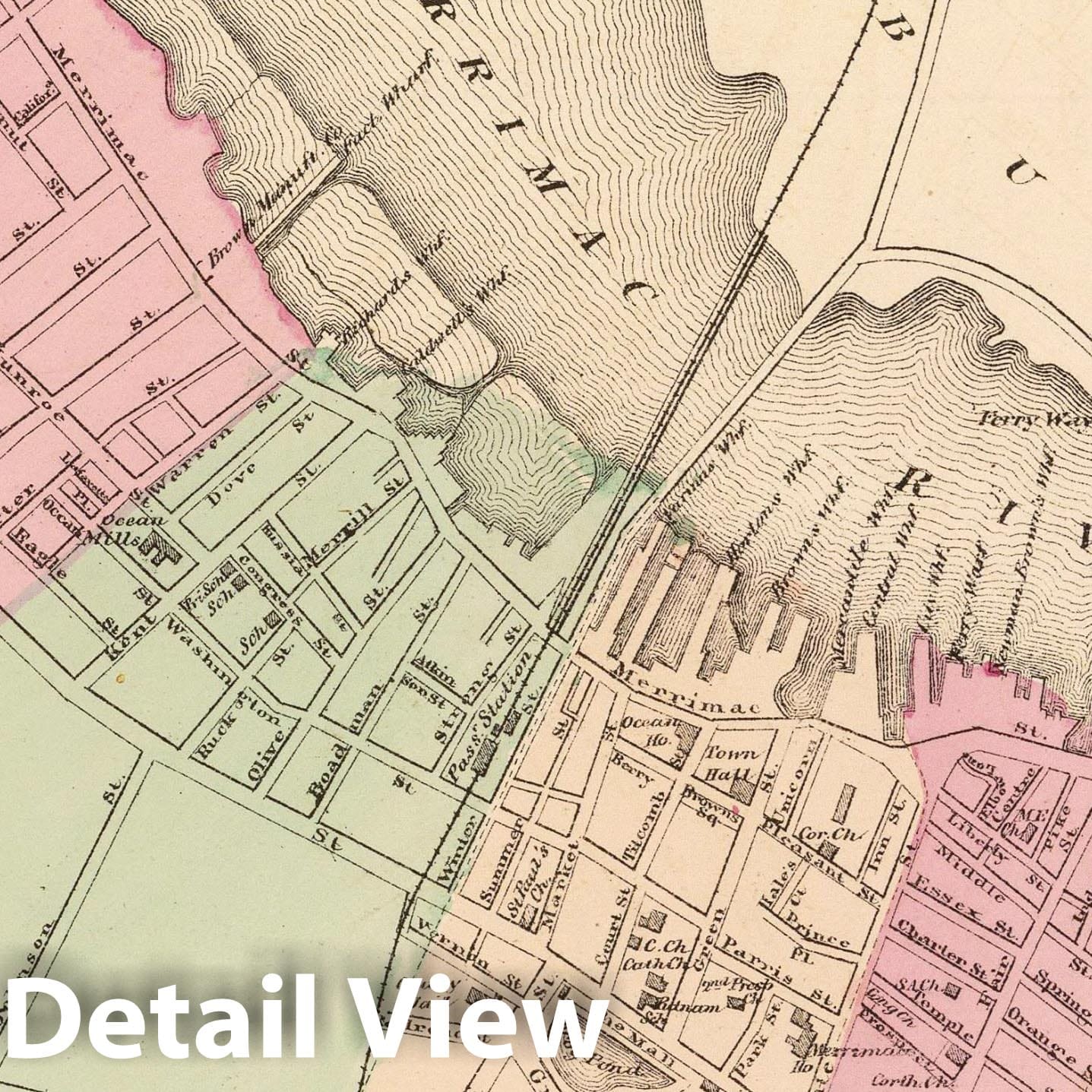 Newburyport - Railroad Map, 1871 - Historical Map Print