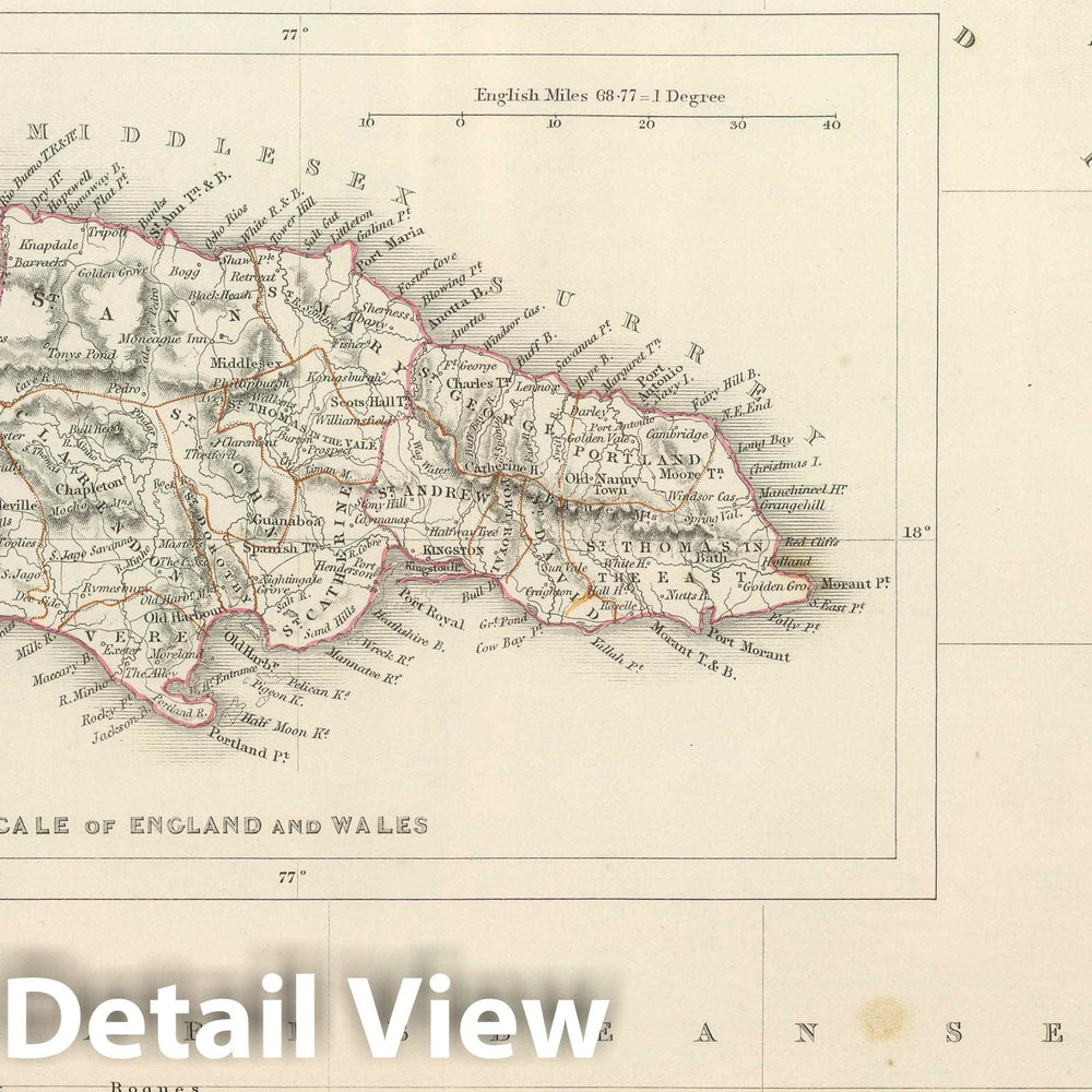Historic Map : 1848 Jamaica - Leeward and Windward Islands. - Vintage Wall Art
