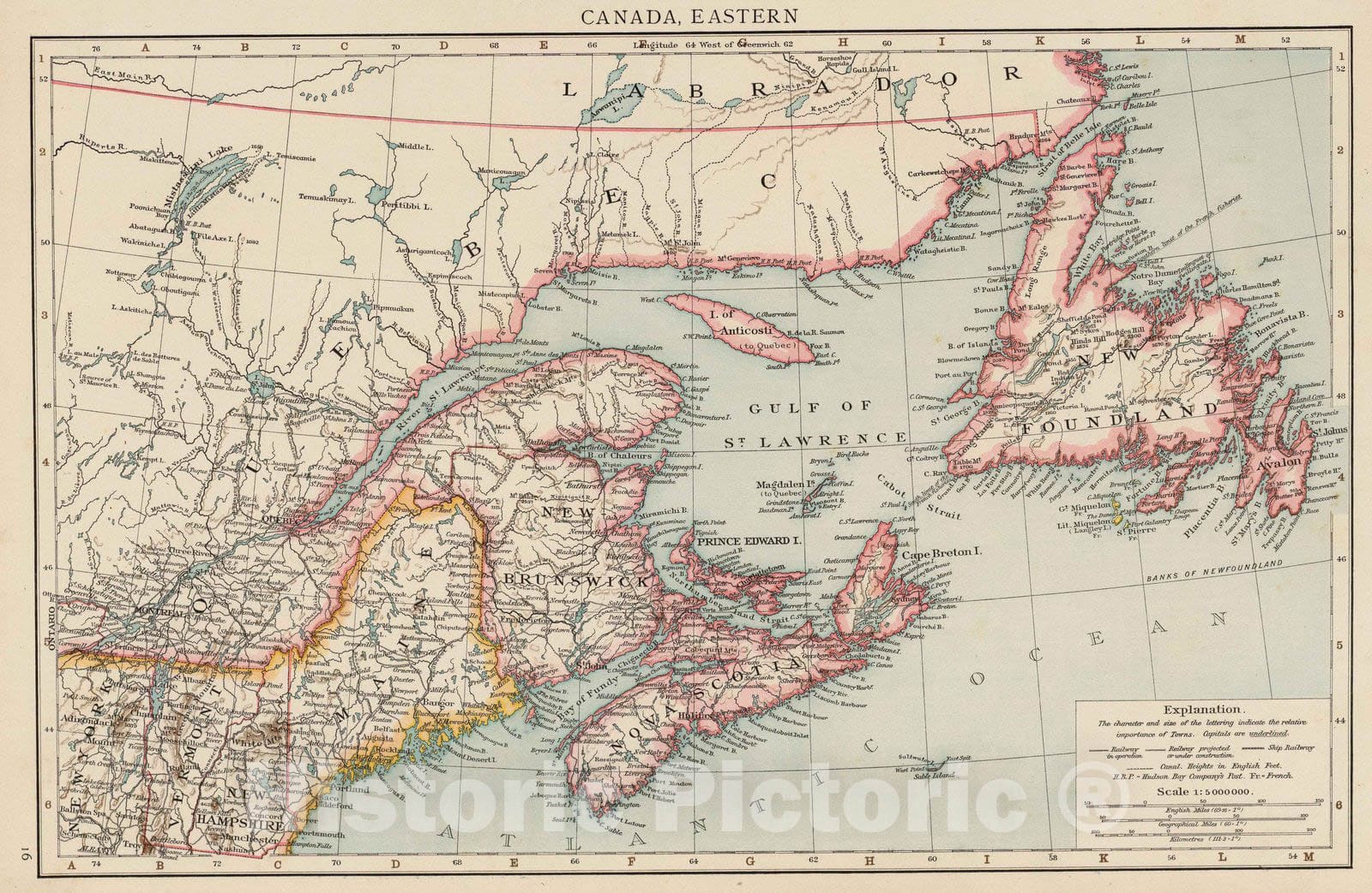 Historic Map : 1895 Canada Eastern. - Vintage Wall Art