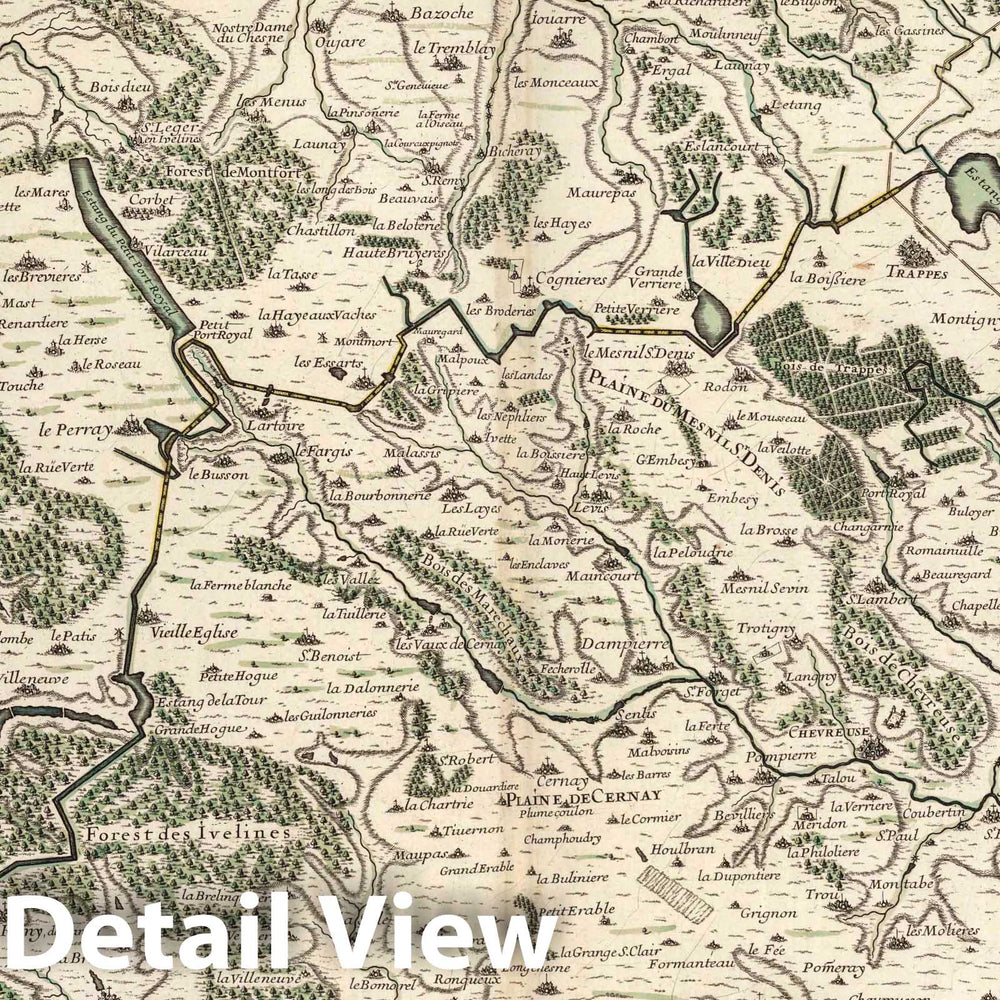 Historic Map : Aqueduct of Maintenon, France 1695 Canal de la Riviere d'Eure depuis Pontgouin, jusques a Versailes (eastern sheet). , Vintage Wall Art