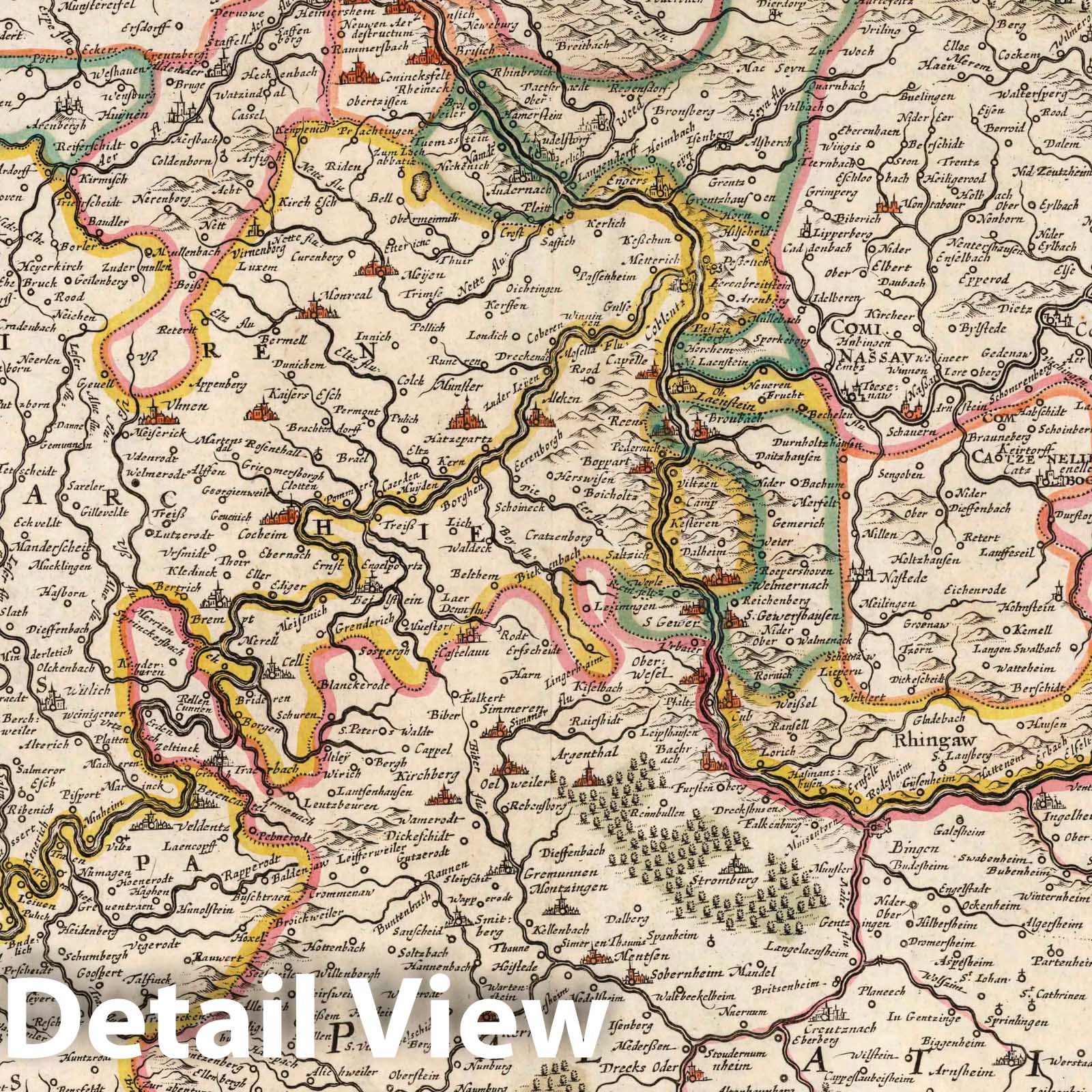 Trier, Germany 1682 - Hand-Colored Historical Map Print
