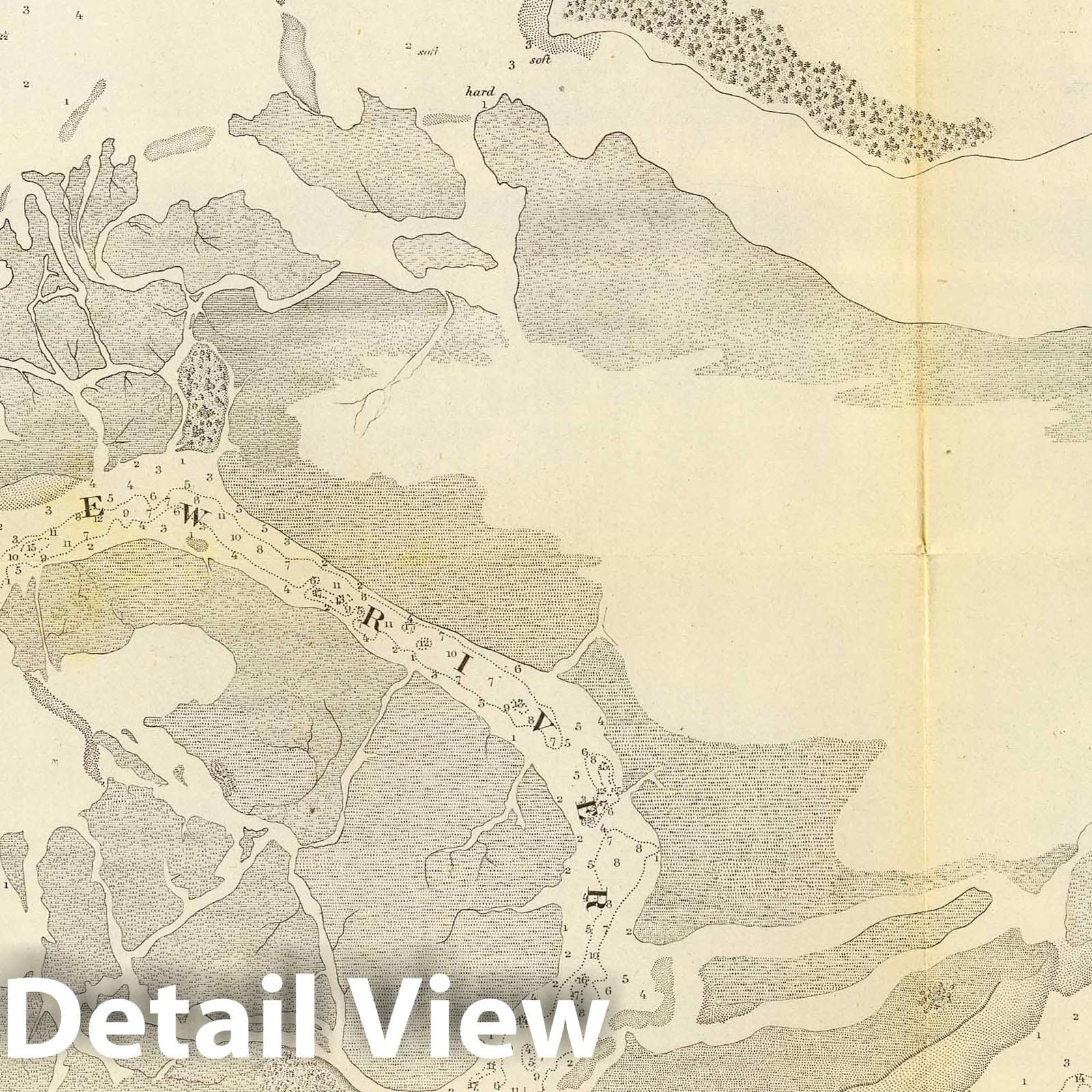 New River and Bar, North Carolina - Nautical Chart, 1852