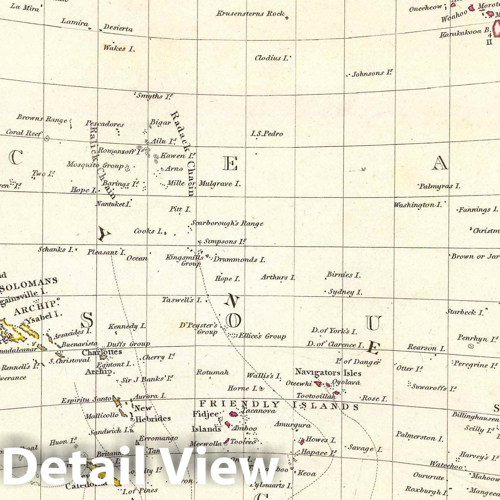 Polynesia - Geologic Map, 1831 - Hand-Colored Historical Map Print