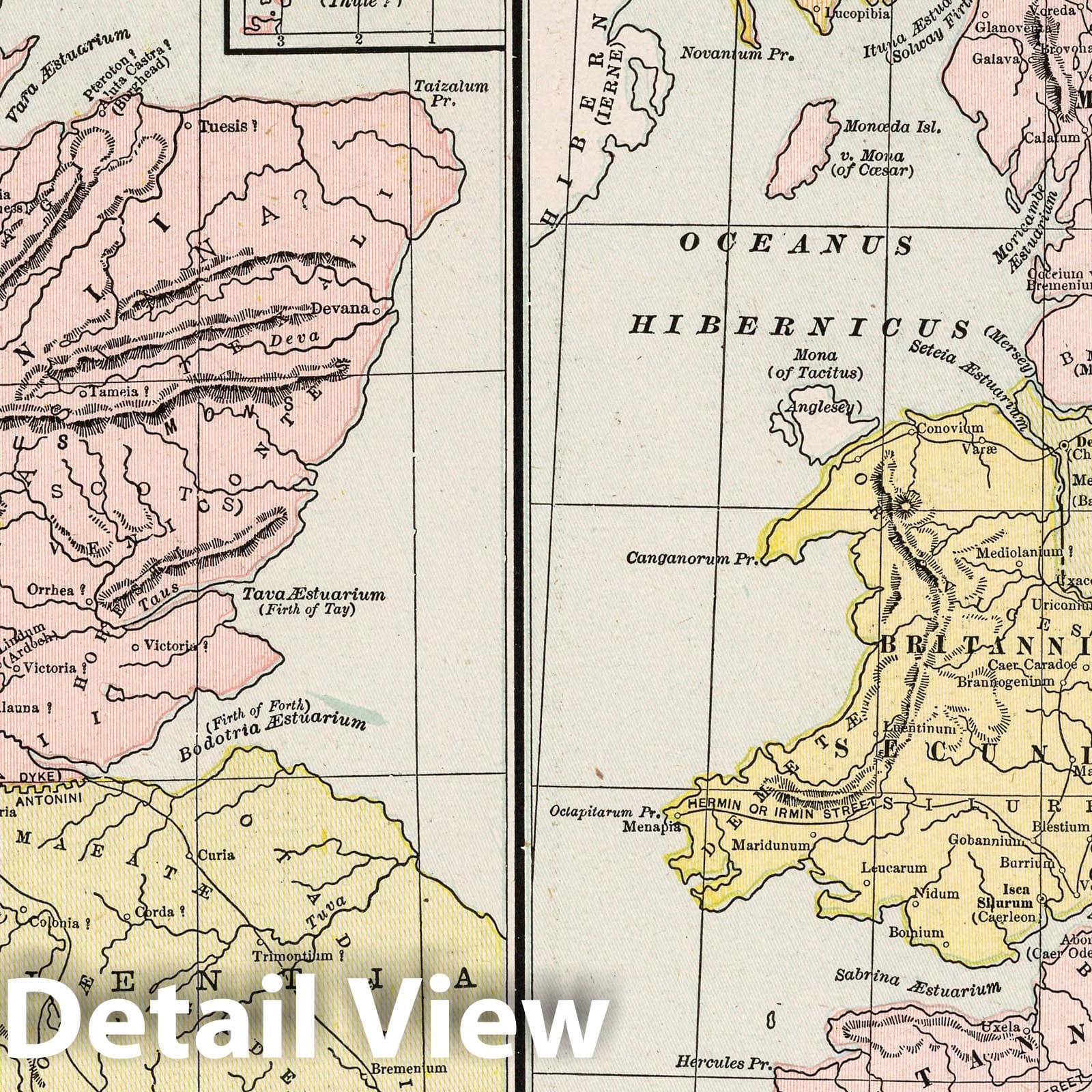 Scotland and England - Roman Period, 1901 - Historical Map Print