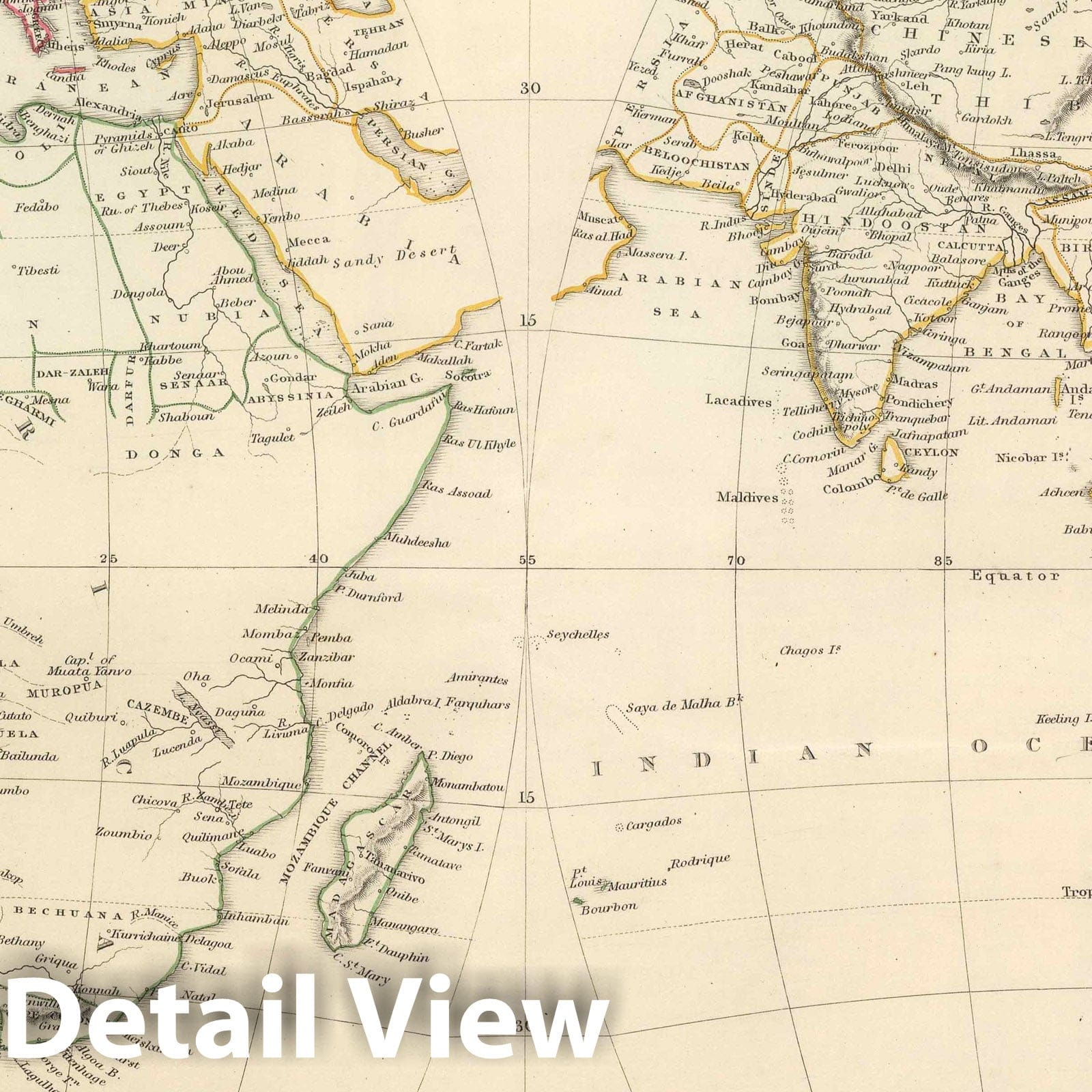 Eastern Hemisphere, 1847 - Historical Map Print