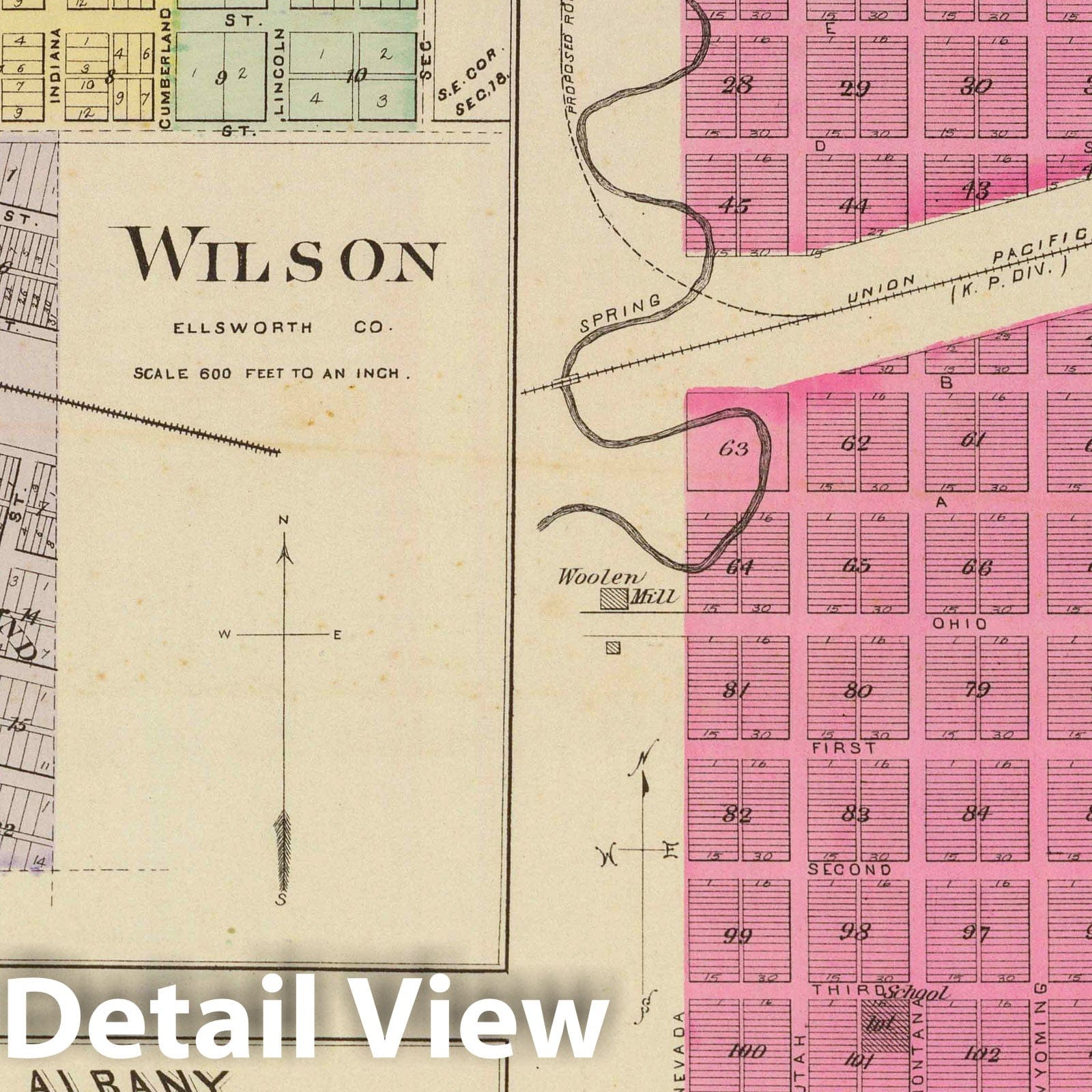 Kanopolis, Wilson, Guilford, and New Albany, Kansas - 1887 Historical Atlas Map