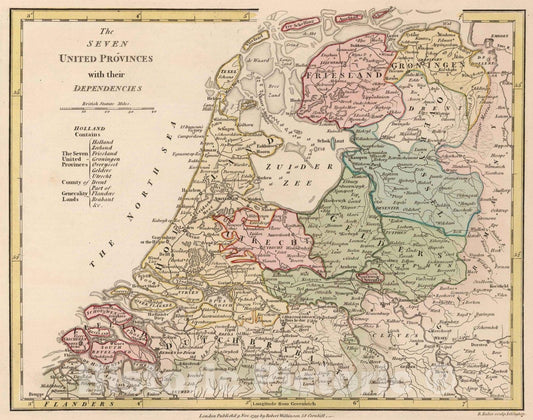 Historic Map : 1799 The Seven United Provinces with their Dependencies. - Vintage Wall Art