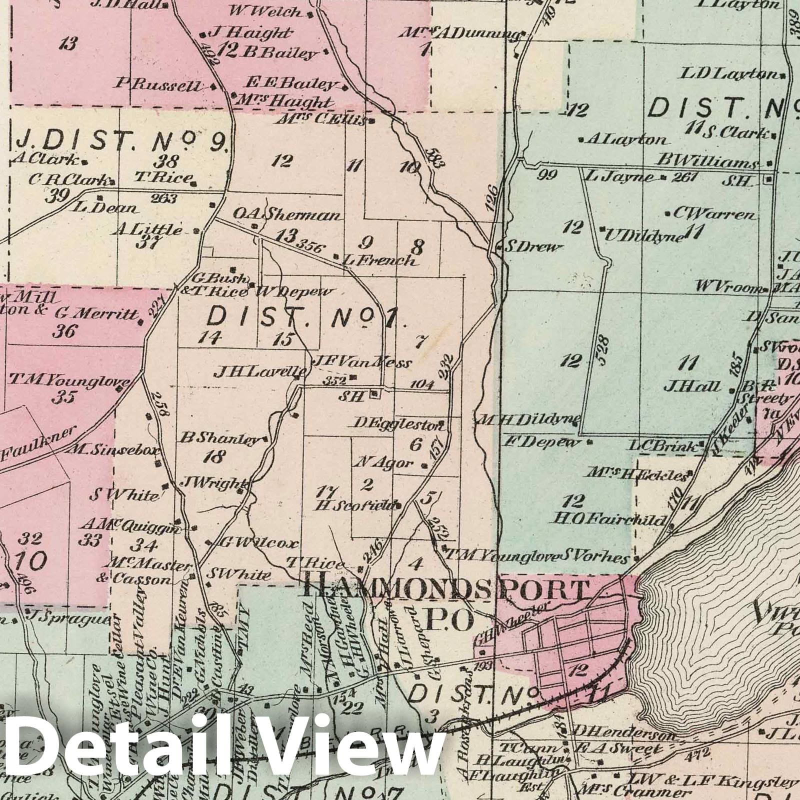 Urbana Township, Steuben County, New York 1873 Historical Map Print