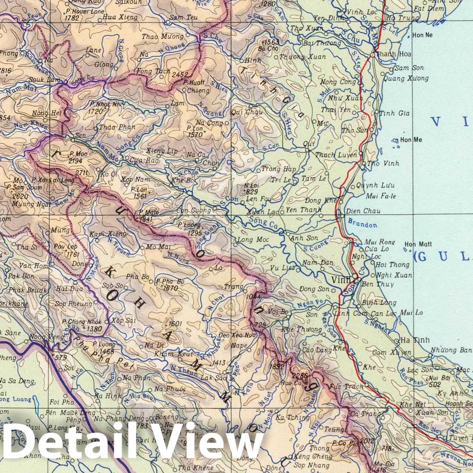 Democratic Republic of Vietnam - Physical Map, 1967 - Historical Map Print