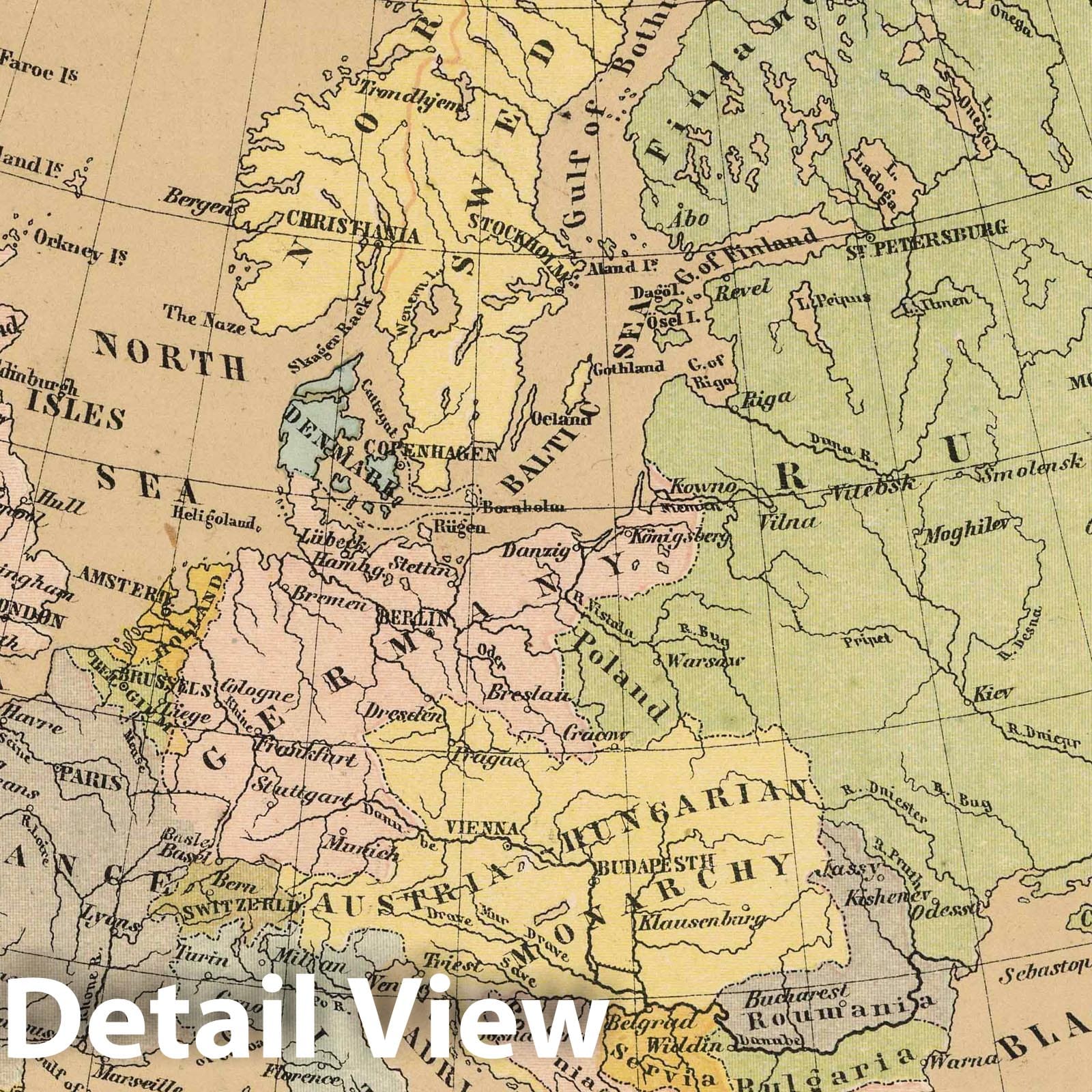 Europe - Physical Map, 1880 - Sonnenschein & Allen's Royal Relief Atlas