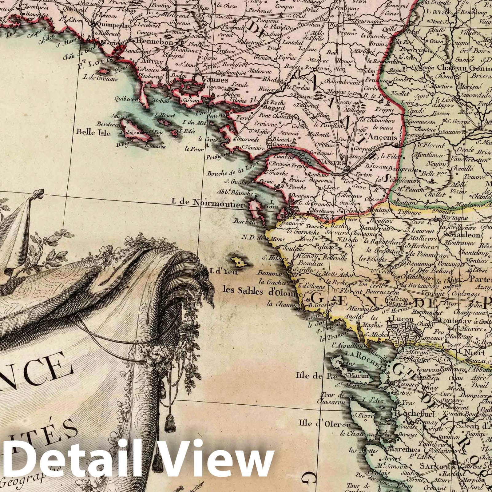 France Divided by Provinces - River Map, 1769 - Historical Map Print