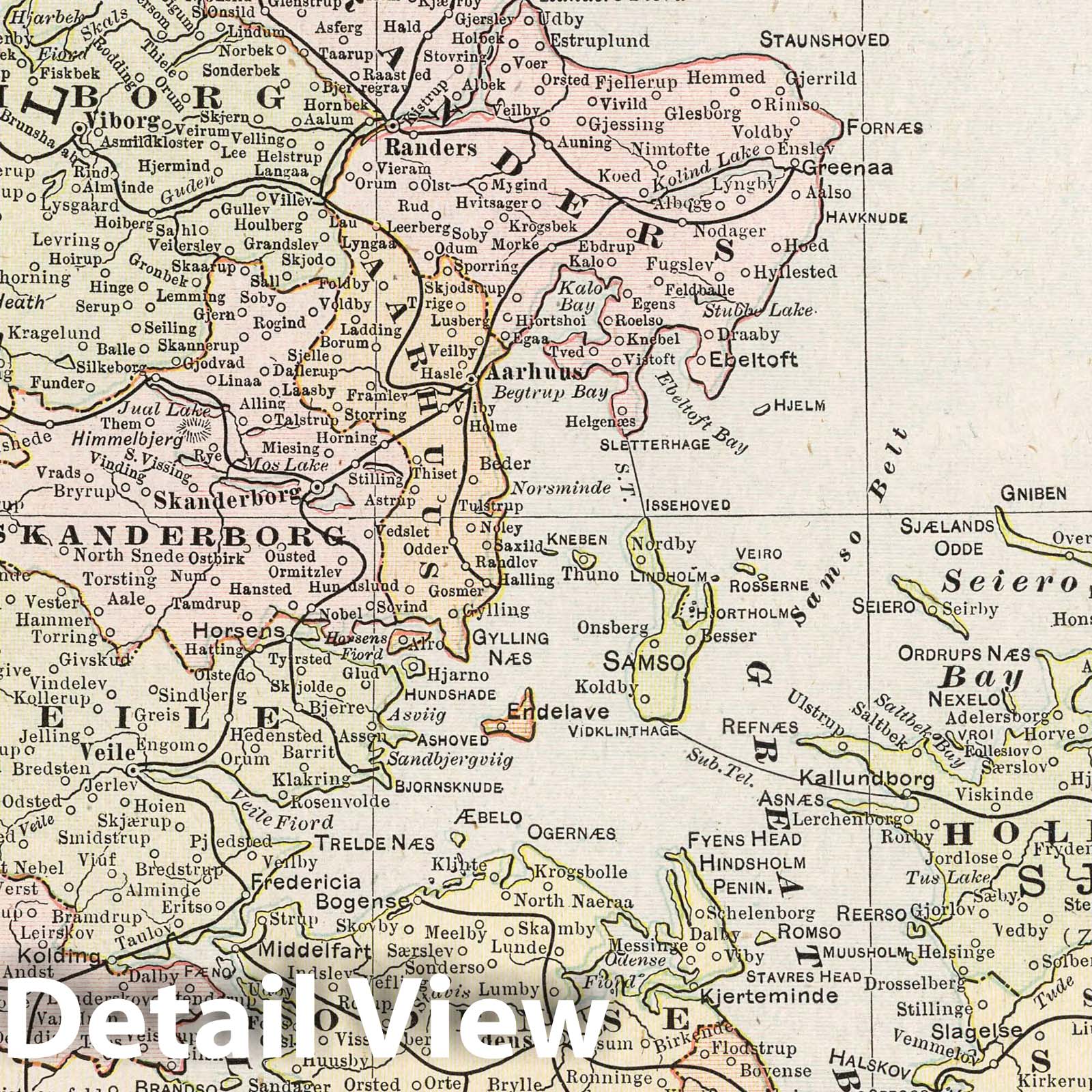 Denmark - Railroad Map, 1901 - Historical Map Print