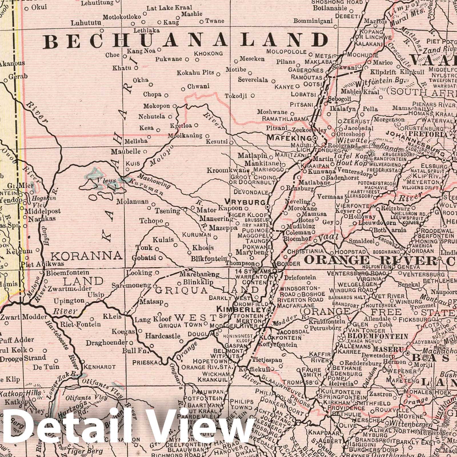 South Africa - Road Map, 1901 - Historical Map Print