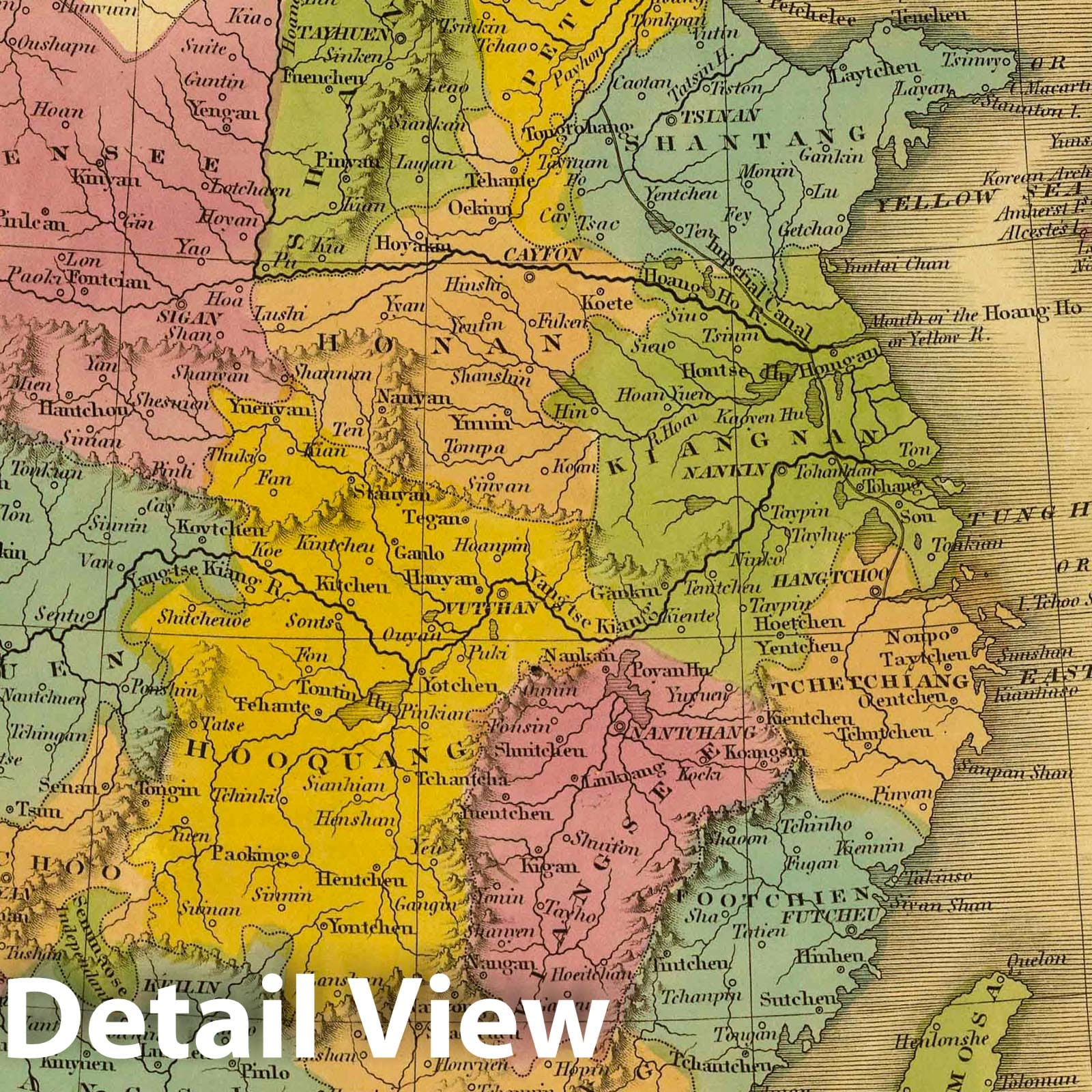 China and Korea 1845 Historical Map Print