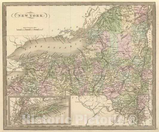 Historic Map : 1848 New York. v2 - Vintage Wall Art