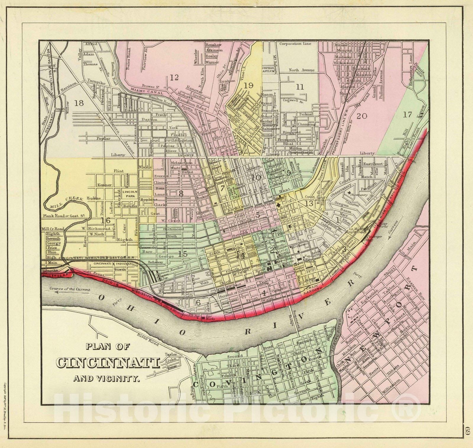 Historic Map : 1890 Cincinnati. - Vintage Wall Art