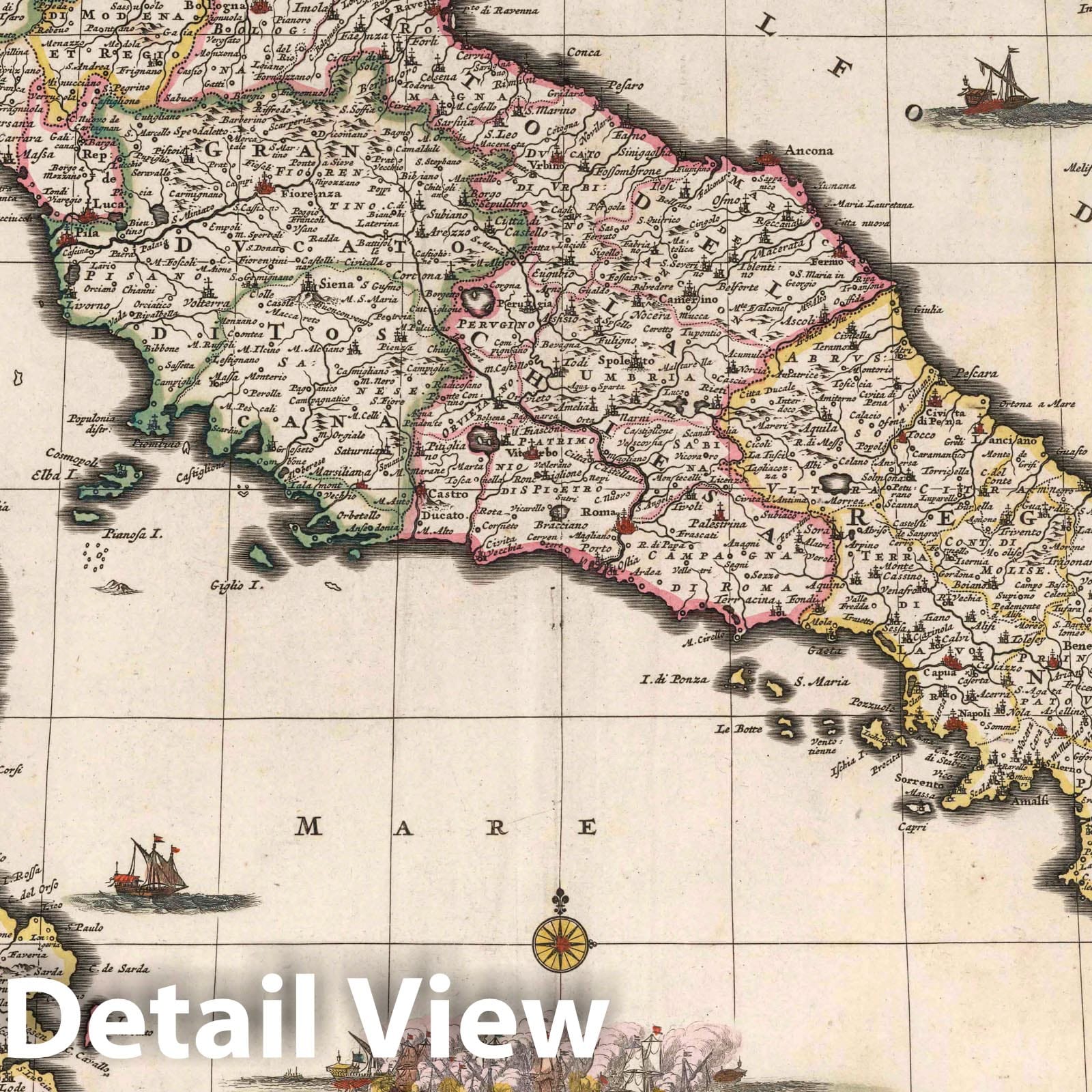 Italy, Corsica & Sardinia 1682 - Historical Map Print