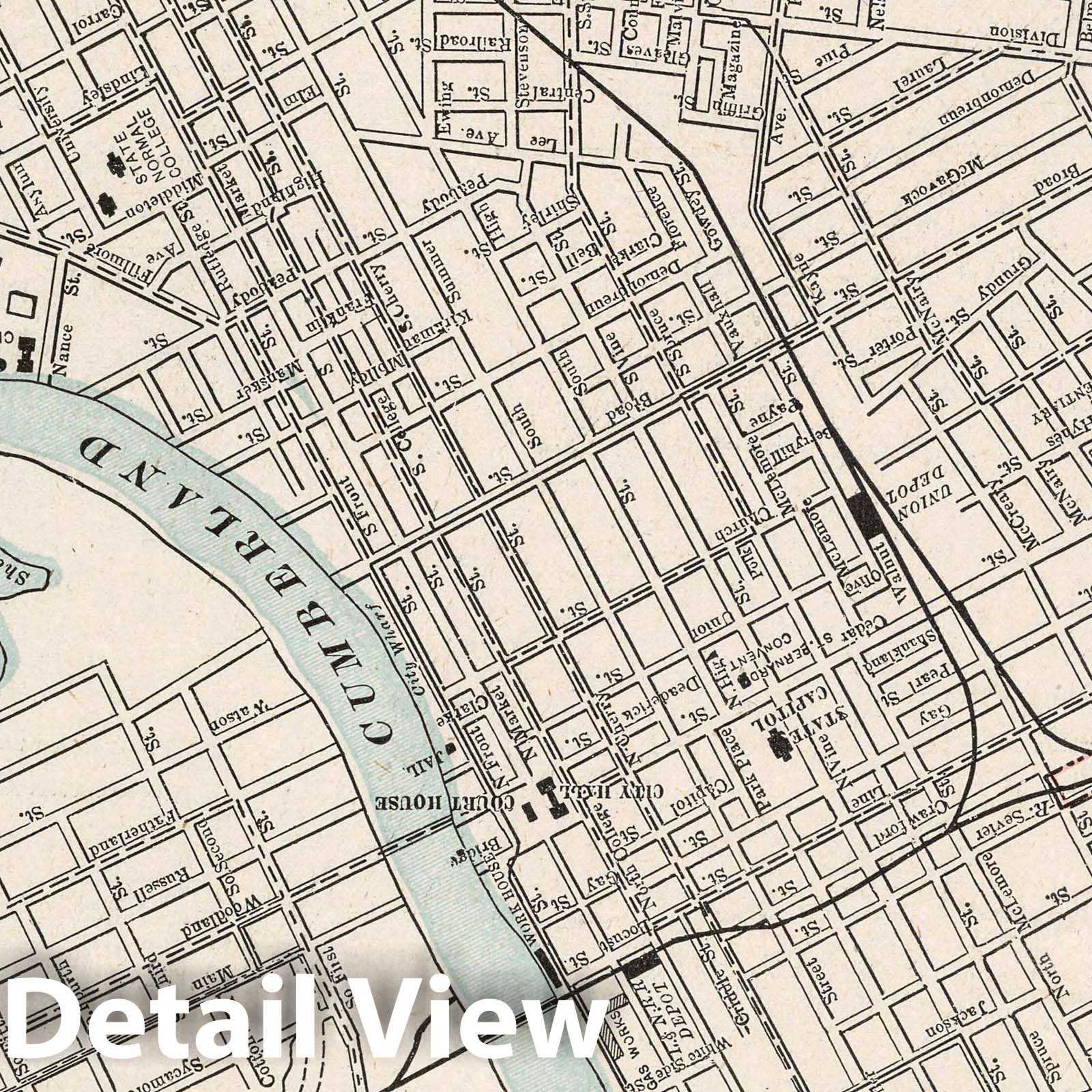 Nashville Tennessee - Railroad Map, 1901 - Historical Map Print