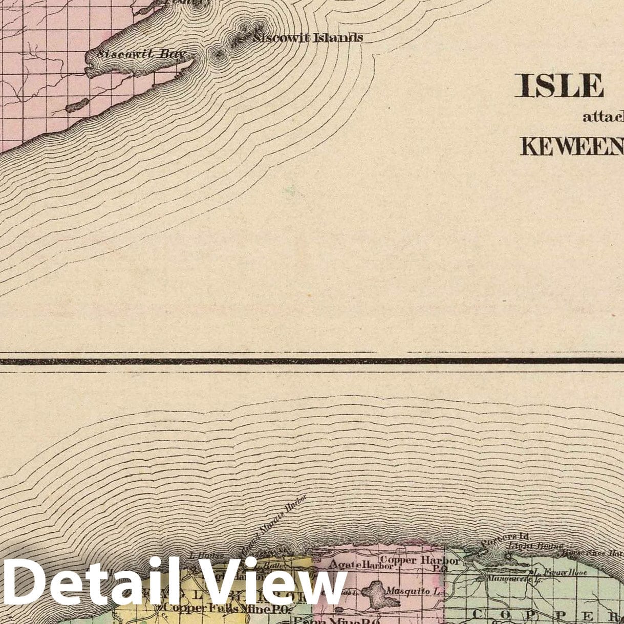 Michigan Upper Peninsula, Isle Royale & Keweenaw County - Railroad Map, 1873
